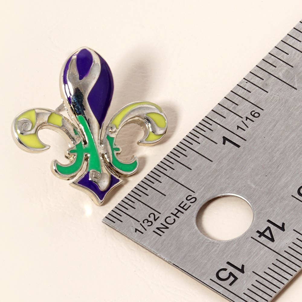 Mardi Gras Fleur De Lis Stud Earrings