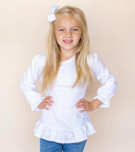 Girls Long Sleeve Ruffle Shirt