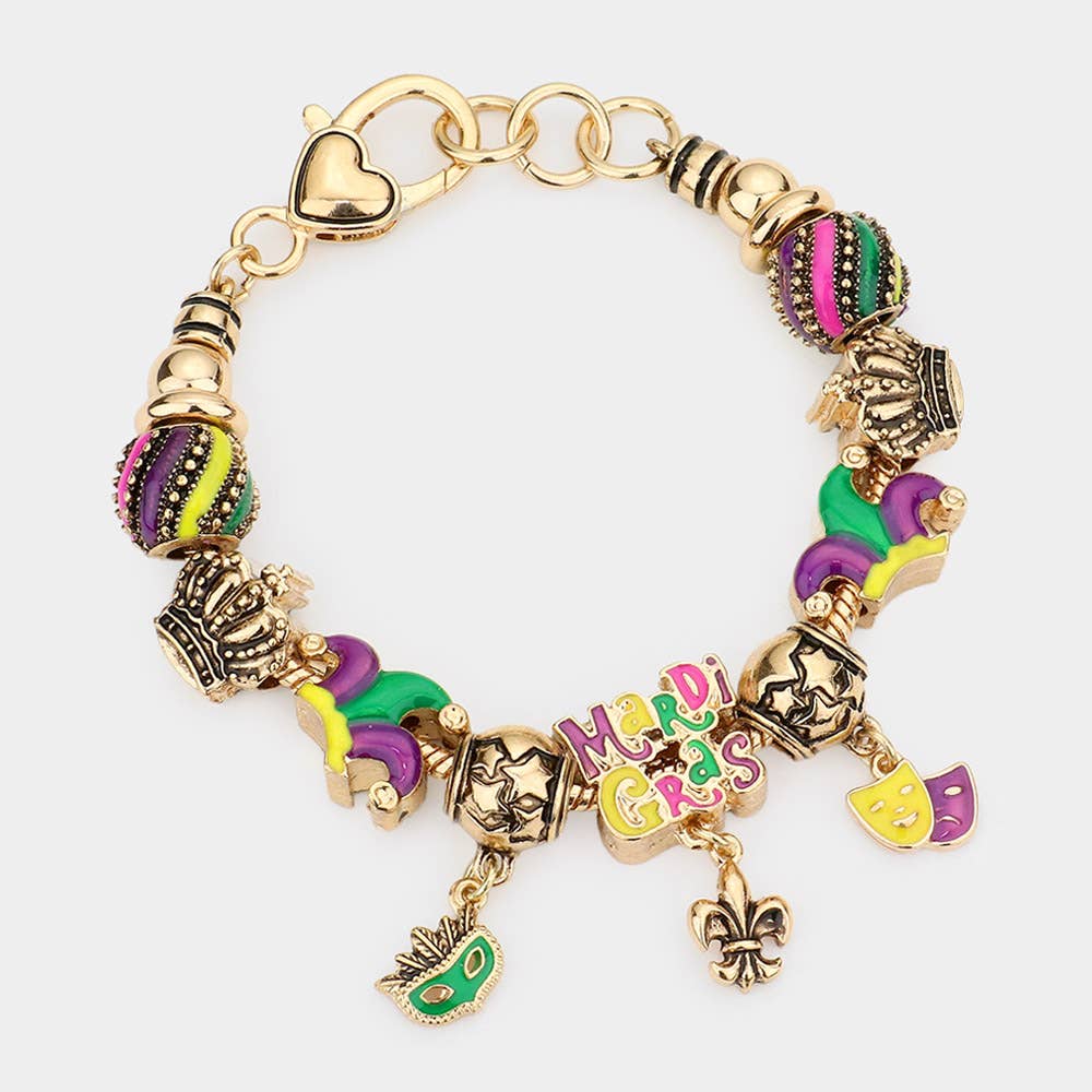 Mardi Grass Multi Bead Bracelet